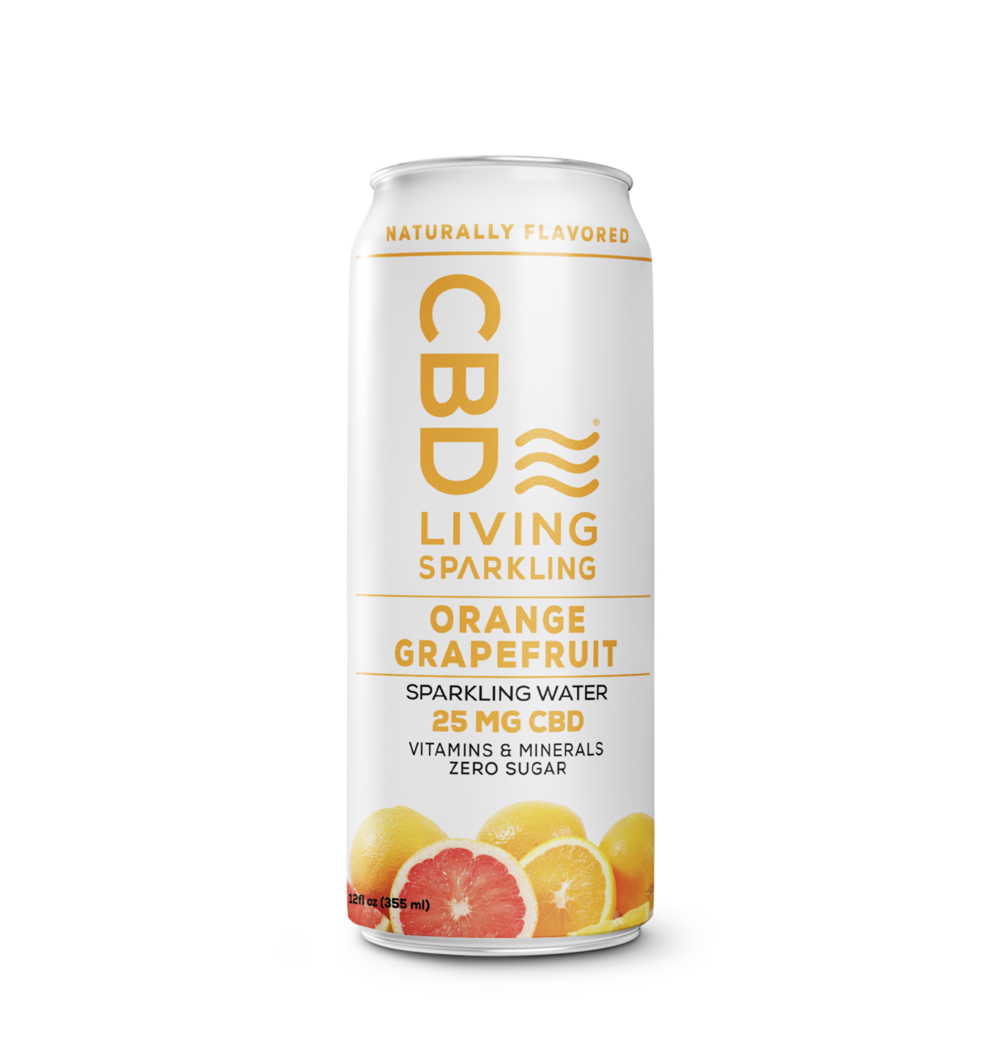 CBD Living 25MG Sparkling Beverages, Orange Grapefruit , 12fl oz