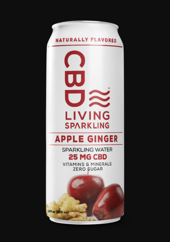 CBD Living 25MG Sparkling Beverages, Apple Ginger 12fl oz