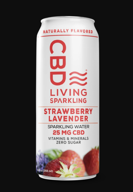 CBD Living 25MG Sparkling Beverages, Strawberry Lavender, 12fl oz