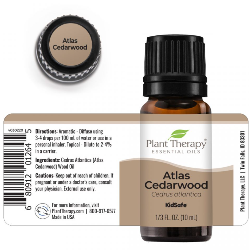 Plant Therapy® Organic Atlas Cedarwood Essential Oil, 1/3 fl oz (10mL)