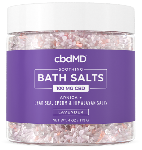 cbdMD 100mg Soothing Lavender CBD Bath Salts - 4oz jar