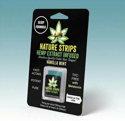 Nature Strips, Sleep Formula, 100mg CBD Isolate & Melatonin, Vanilla Mint Strips, 10mg Per Strip