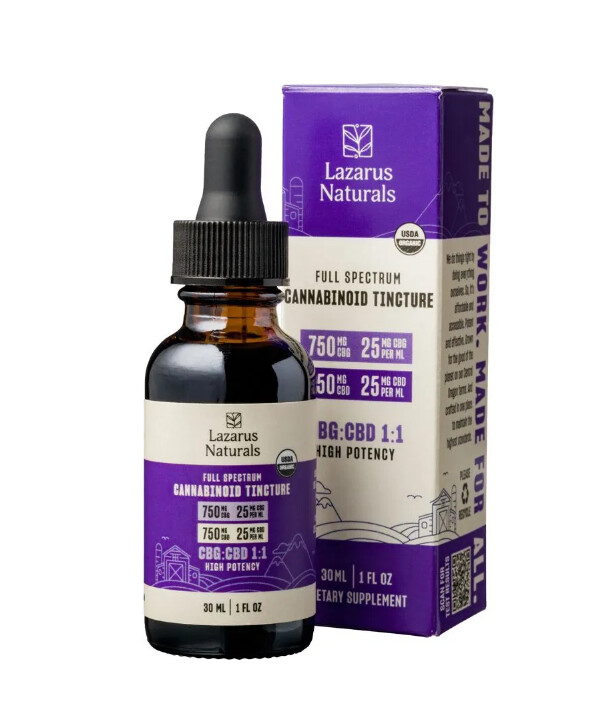 Lazarus Naturals 1500mg CBG:CBD 1:1 FS High Potency Tincture 30mL