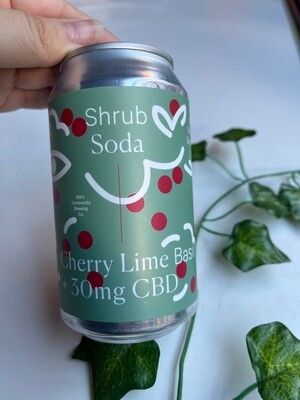 Marz CBD Elixir Botanical Seltzer, 30MG, Cherry Lime Basil, 12fl oz.