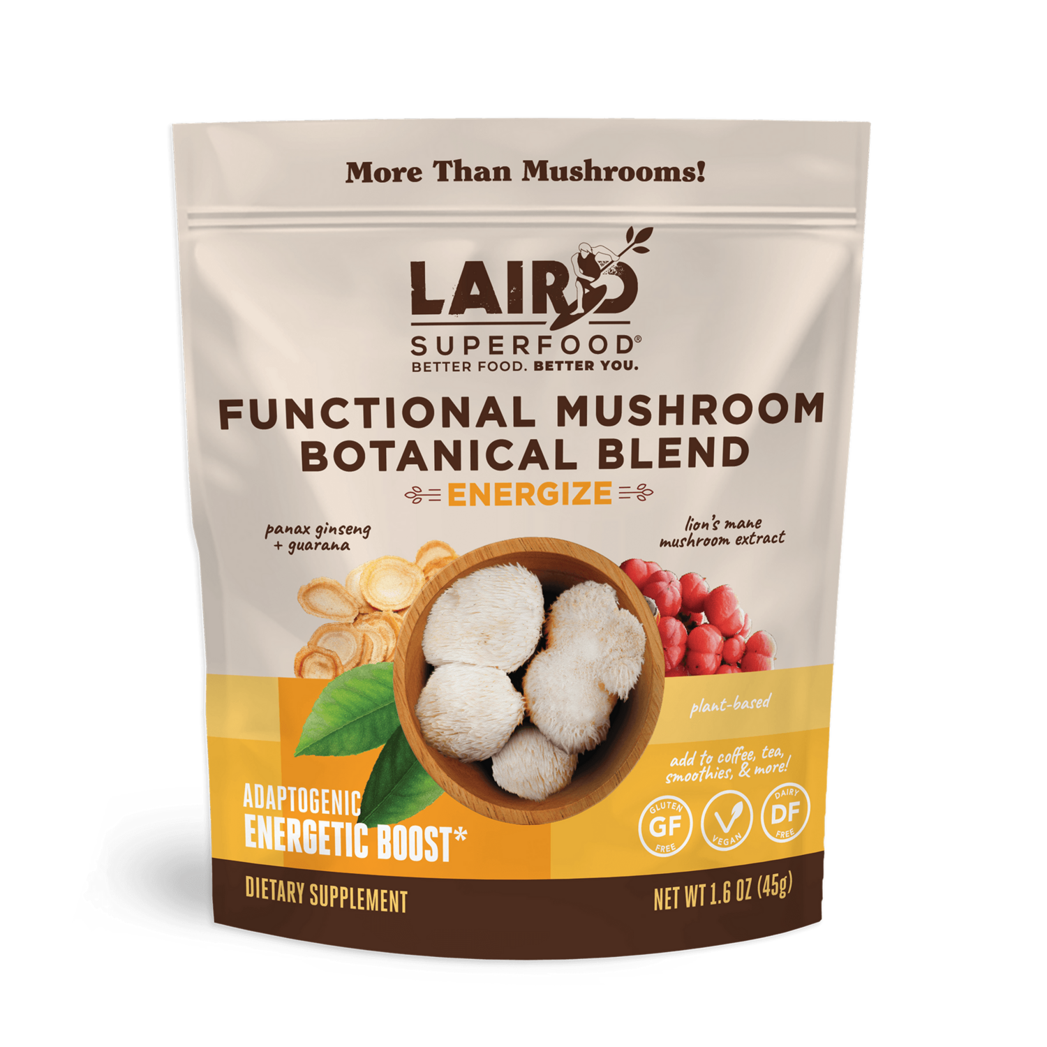 Laird SuperFood® Functional Mushroom Botanical Blend - Adaptogenic Energetic Boost