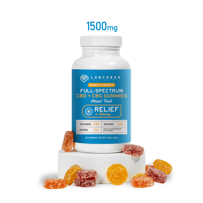 Lunchbox Alchemy Full-Spectrum CBD+CBG Double Strength Gummies - &quot;Relief&quot; 1500mg
