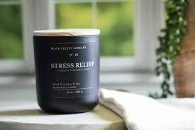 Black Velvet Candles - STRESS RELIEF| 8 oz Scented Soy Candle |Luxury Black Jar Cotton