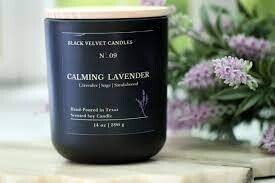 Black Velvet Candles - CALMING LAVENDER | 14 oz Scented Soy Candle |Luxury Black  Cotton