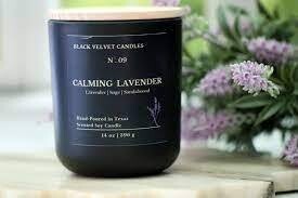 Black Velvet Candles - CALMING LAVENDER | 14 oz Scented Soy Candle |Luxury Black Cotton