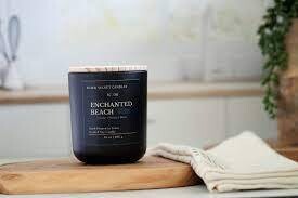 Black Velvet Candles - ENCHANTED BEACH |8 oz Scented Soy Candle |Luxury Black Jar  8 oz Classic wood lid