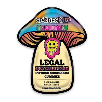 SporesMD - Legal Psychedelic Mushroom Gummies - Mellow Melon - 5pc