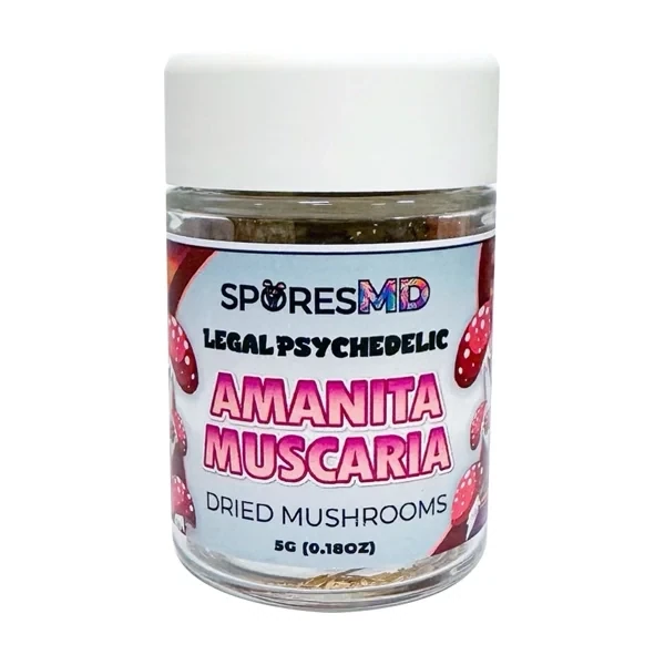SporesMD - Psychedelic  AMANITA MUSCARIA Dried Mushroom Caps - 5 Grams