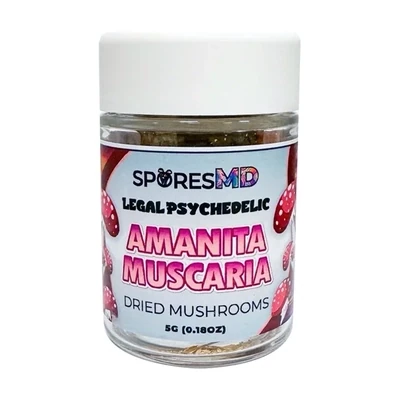 SporesMD - Psychedelic  AMANITA MUSCARIA Dried Mushroom Caps - 5 Grams