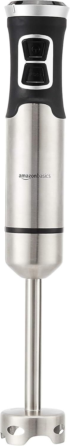 Amazon Basics 500 Watt Multi-Speed Immersion Hand Blender, Silver