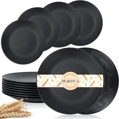 Wheat Straw Dinner Plates 10 Inch Unbreakable Set of 8