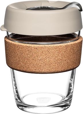KeepCup 12oz Reusable Coffee Cup. Toughened Glass Cup &amp; Natural Cork Band. 12-Ounce/Medium, Filter - BFIL12