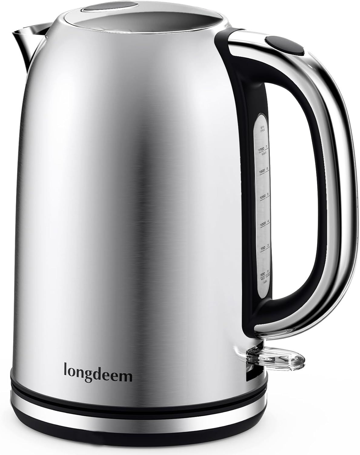 Fast Boil Electric Tea Kettle, 1.7L Stainless Steel Water Heater, 1500W, Cordless Design with LED, Auto Shutoff &amp; Anti-Dry Protection, Silver