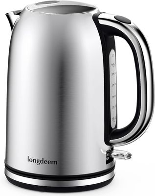 Fast Boil Electric Tea Kettle, 1.7L Stainless Steel Water Heater, 1500W, Cordless Design with LED, Auto Shutoff &amp; Anti-Dry Protection, Silver