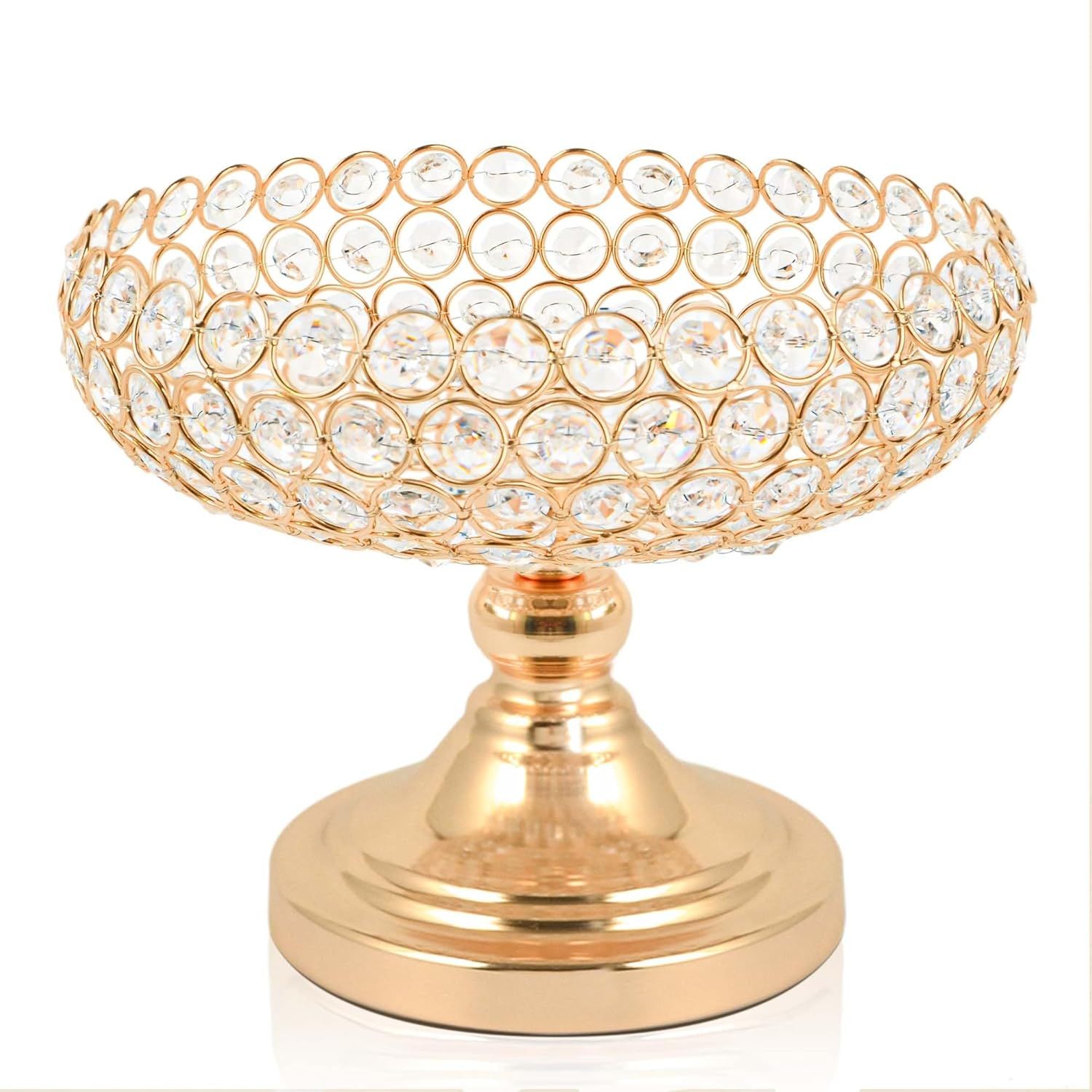 Hollow-Carved Design Crystal Fruit Bowl Food Bowl for Table Centerpiece, Fruit/Artificial flowers Holder for your Counter, Elegant Crystal Bowl for Party table (Gold, 1PC)