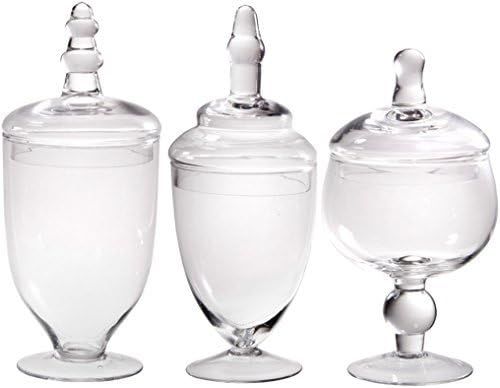 Palais Candy Jars Clear Glass Apothecary Bowls - Set of 3 - Wedding Candy Buffet Containers (Medium)