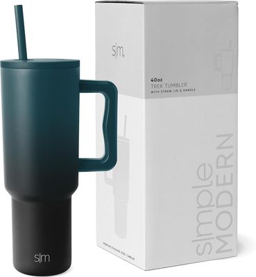 Simple Modern 40 oz Tumbler with Handle and Straw Lid | Insulated Cup Reusable Stainless Steel Water Bottle Travel Mug Cupholder Friendly | Gifts for Women Men Him Her | Trek Collection | Retro Mint