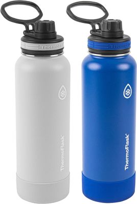 Thermoflask Insulated Water Bottle with Spout Lid, 40oz, 2 Pack (Teal/Graphite)