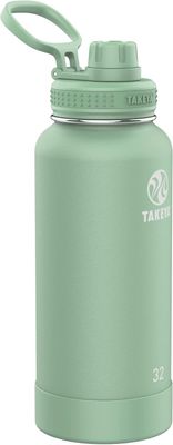 Takeya Actives 32 oz Vacuum Insulated Stainless Steel Water Bottle with Spout Lid, Premium Quality, Cucumber