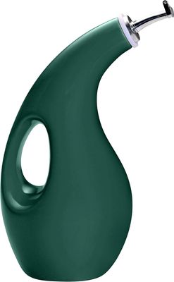 Rachael Ray Solid Glaze Ceramics EVOO Olive Oil Bottle Dispenser with Spout - 24 Ounce, Dark Green