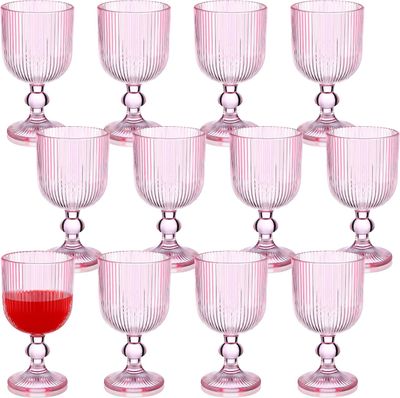 Roshtia 12 Packs Pink Glass Goblet 9 oz Wine Glasses