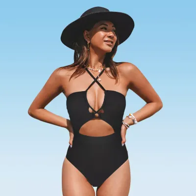 Women&#39;s Cutout Shirring One Piece Swimsuit