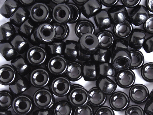 Crow Bead Opaque Black Glass 9mm 10 Count