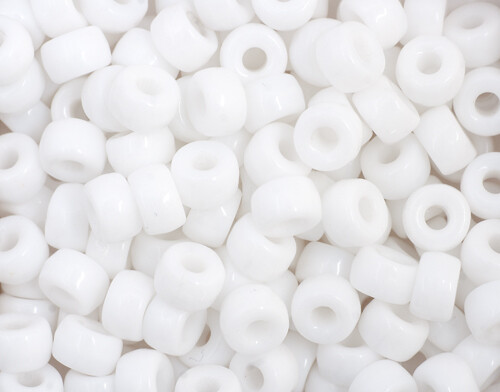  Crow Bead Opaque White Glass 9mm 10 Count