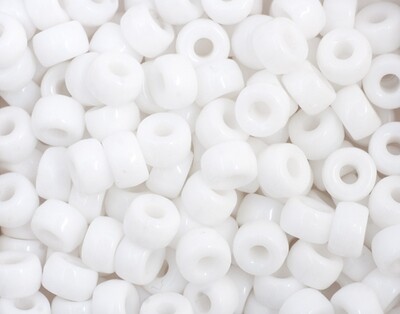  Crow Bead Opaque White Glass 9mm 10 Count