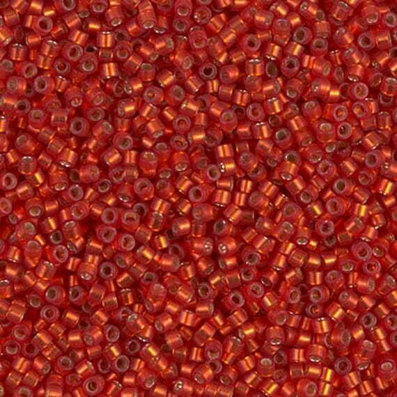 Delica Sz 11 Semi-Matte Silverlined Dyed Dark Ruby 0683