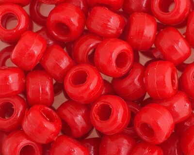 Pony Bead Opaque Red 9mm 100