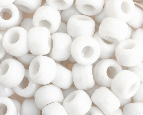 Pony Bead Opaque White 9mm Apx 100