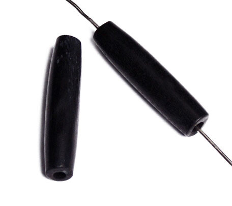Bone Hairpipe 1&quot; Black Pkg of 10