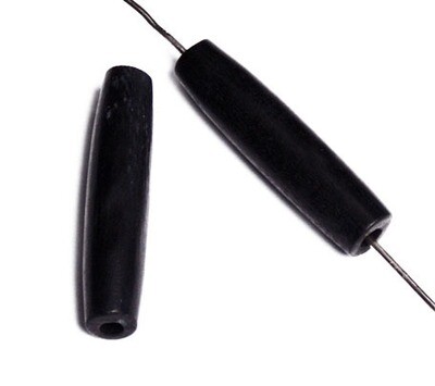 Bone Hairpipe 1&quot; Black Pkg of 10