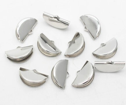 Crimp Ends Half Moon Nickel 25mm