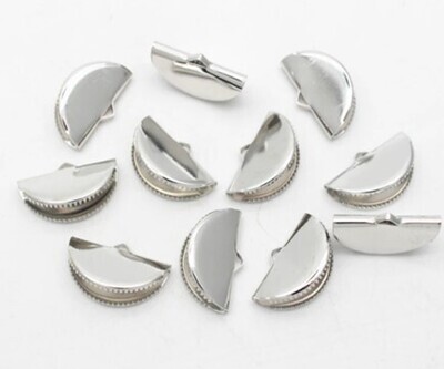 Crimp Ends Half Moon Nickel 25mm