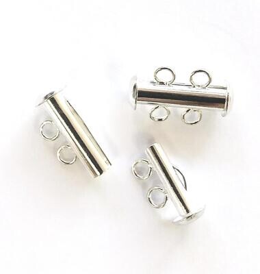 Magnetic Slide Clasp Silver Plate 2 Strand 15mm