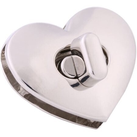 Silver Heart Purse Turn Lock Clasp