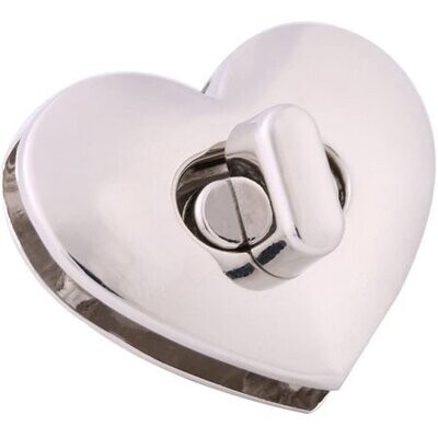 Silver Heart Purse Turn Lock Clasp