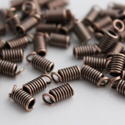 Coil Crimp Ends Antique Copper Pkg of 10