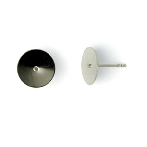 Stud Earrings 10mm Rhodium Plate 2 Prs with Ear Nuts