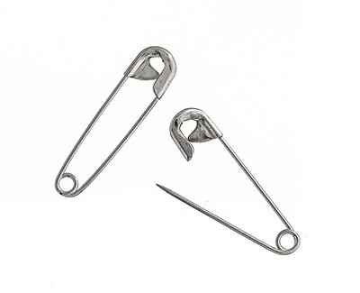 Safety Pins Nickel 22mm Pkg of 50