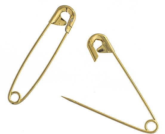 Safety Pins Gold 40mm Pkg of 20