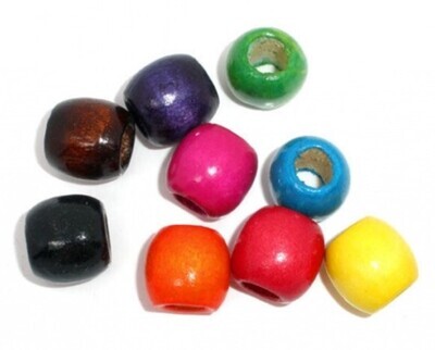 Wood Barrel Beads Pkg of 10 Green