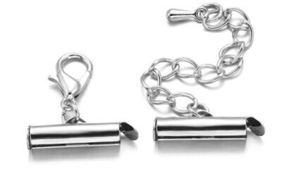 Bracelet Slide Clasp Kit Rhodium 20mm