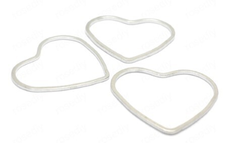 Heart Earrings Rhodium Plate 13x14mm 2prs